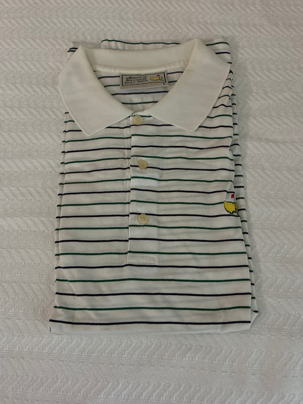 Men’s Masters Vintage White and Striped Golf Shirt
